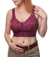 Bra, elongated, ruby, with a front fastener 4838